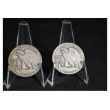 Walking Liberty Half Dollar Trio - 3 Silver US Coins in Acrylic Stands
