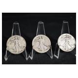 Walking Liberty Half Dollars (Lot of 3) - 1916-1947 US Silver Coins