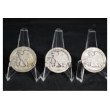 Walking Liberty Half Dollars (Lot of 3) - 1916-1947 US Silver Coins