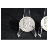 Franklin Half Dollars - 3 Coins, 1950s US 50c Silver