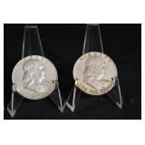 Franklin Half Dollars - 3 Coins, 1950s US 50c Silver
