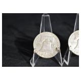 Franklin Half Dollars - 3 Coins, 1950s US 50c Silver