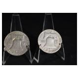 Franklin Half Dollars - 3 Coins, 1950s US 50c Silver