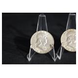 Franklin Half Dollars - 1950s Set of 3 Coins