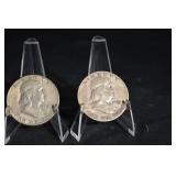 Franklin Half Dollars - 1950s Set of 3 Coins