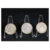 Franklin Half Dollars - 1950s Set of 3 Coins