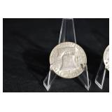 Franklin Half Dollars - 1950s Set of 3 Coins