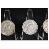 Franklin Half Dollars - 1950s Set of 3 Coins