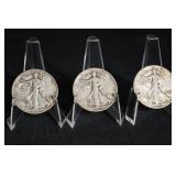 Walking Liberty Half Dollar - 3 Coins - United States 50-Cent Silver