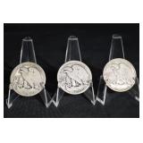 Walking Liberty Half Dollars - Vintage U.S. Silver Coins (Lot of 3)