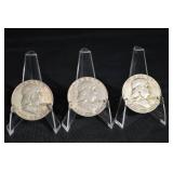 Franklin Half Dollars - 1951, 1952, 1954 (Lot of 3)