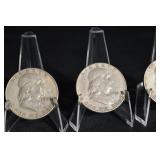 Franklin Half Dollars - 1951, 1952, 1954 (Lot of 3)