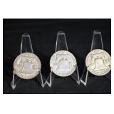 Franklin Half Dollars - 1951, 1952, 1954 (Lot of 3)