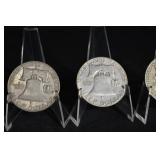 Franklin Half Dollars - 1951, 1952, 1954 (Lot of 3)