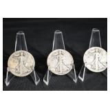 Walking Liberty Half Dollars - 3 Coins