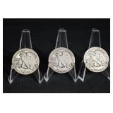 Walking Liberty Half Dollars - 3 Coins