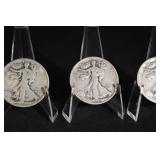 Walking Liberty Half Dollars - 3 Coins