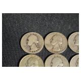 lot of 10 90% Silver Washington Quarters