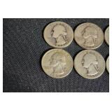 lot of 10 90% Silver Washington Quarters