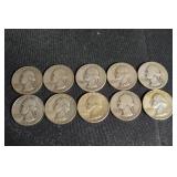 lot of 10 90% Silver Washington Quarters