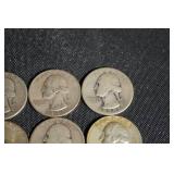 lot of 10 90% Silver Washington Quarters