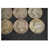 lot of 10 90% Silver Washington Quarters