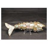 Vintage Fish Sculpture - Abalone Shell Mosaic, 9 in Long
