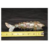 Vintage Fish Sculpture - Abalone Shell Mosaic, 9 in Long