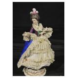 Porcelain Lady Figurine - Elegant Victorian Dress With Cream Lace And Purple Bodice