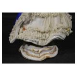 Porcelain Lady Figurine - Elegant Victorian Dress With Cream Lace And Purple Bodice