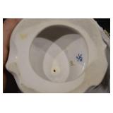 Porcelain Lady Figurine - Elegant Victorian Dress With Cream Lace And Purple Bodice