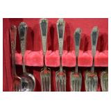 I. Rogers Bros Silver Plate Flatware Set in Red Velvet Case