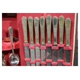 I. Rogers Bros Silver Plate Flatware Set in Red Velvet Case