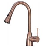 Akicon |  Antique Copper Single Handle Deck-mount Pull-down Kitchen Faucet
