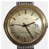 Vintage Timex Marlin Gold-tone Manual Wind Watch with Date Feature.