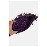 Ed Hardy purple suede clutch with fringe, wristlet strap, and studs.