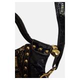 Ed Hardy by Christian Audigier Shoulder Tote purse bag Black gold metallic RARE