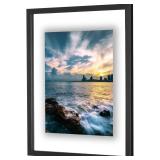 ONE WALL  | 16x20 Inch Floating Frame, Black Wood Double Glass Float Picture Frame Display