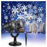 Fussion Snowflake Christmas Projector Lights Outdoor, Double-Head Snowflake Projector Lights Waterproof