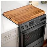 Stove Top Covers for Electric and Gas Stoves - Acacia Wood Noodle Board - Wooden Sink Cover for Extra Counter Space (Walnut Color)