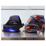 Lot of 2 Auto-Darkening Welding Helmets: Arccaptain Skull & Chicago Electric Blue Flames