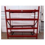 Heavy-Duty Industrial 4-Shelf Storage Rack | 77" W x 72" H x 24" D Red Steel Shelving | 2,500 lbs/Shelf Capacity