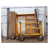 Heavy Duty MetalTech Baker-Style Rolling Scaffold System w/ Outriggers & Leveling Jacks.Two 4 foot sections, and three 6 foot section.