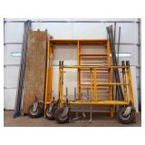 Heavy Duty MetalTech Baker-Style Rolling Scaffold System w/ Outriggers & Leveling Jacks.Two 4 foot sections, and three 6 foot section.