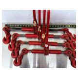 LOT OF 4: Heavy-Duty Red Ratchet Load Binders - Forged Steel Tie-Downs.