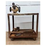 Heavy-Duty Industrial Metal Utility Cart & Vintage Bench Grinder Station
