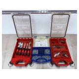 Lot of 3 Tool Organizers: Two (2) Milwaukee PACKOUT Cases and One (1) Kreg Pocket-Hole Screw Kit (SK03)-piece automotive trim and panel removal tool set.