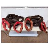 TWO HEAVY DUTY 20 FT Red Polyester Endless Round Lifting Sling 26,400 LBS Basket Capacity