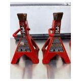 20-ton capacity mechanical screw jack. Two Torin Big Red 3 Ton Steel Jack Stands. And accessories and tool bank