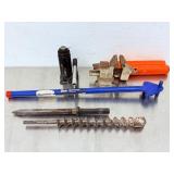 Bon 3-Pin Rebar Bender                   Vintage Bench Vise:                           Hydraulic Bottle Jack   Demolition Bars/Bits: